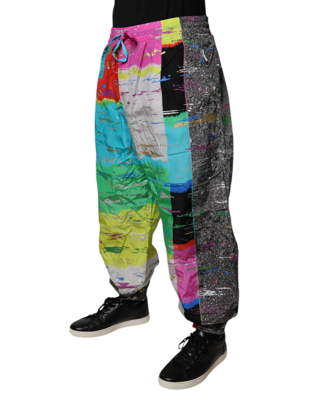 Pantalon de survêtement à taille mi-hauteur en patchwork multicolore Dolce &amp; Gabbana