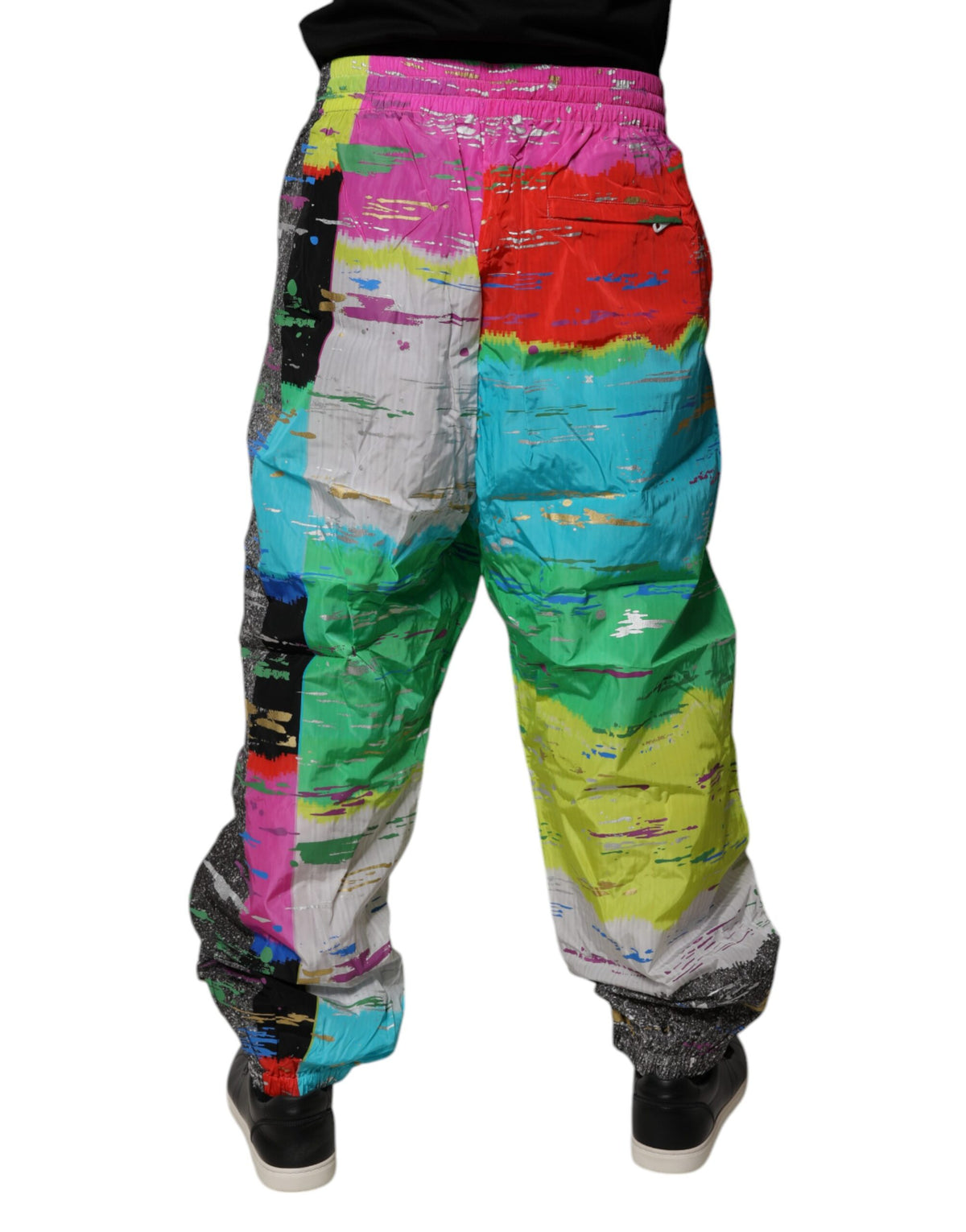 Pantalon de survêtement à taille mi-hauteur en patchwork multicolore Dolce &amp; Gabbana