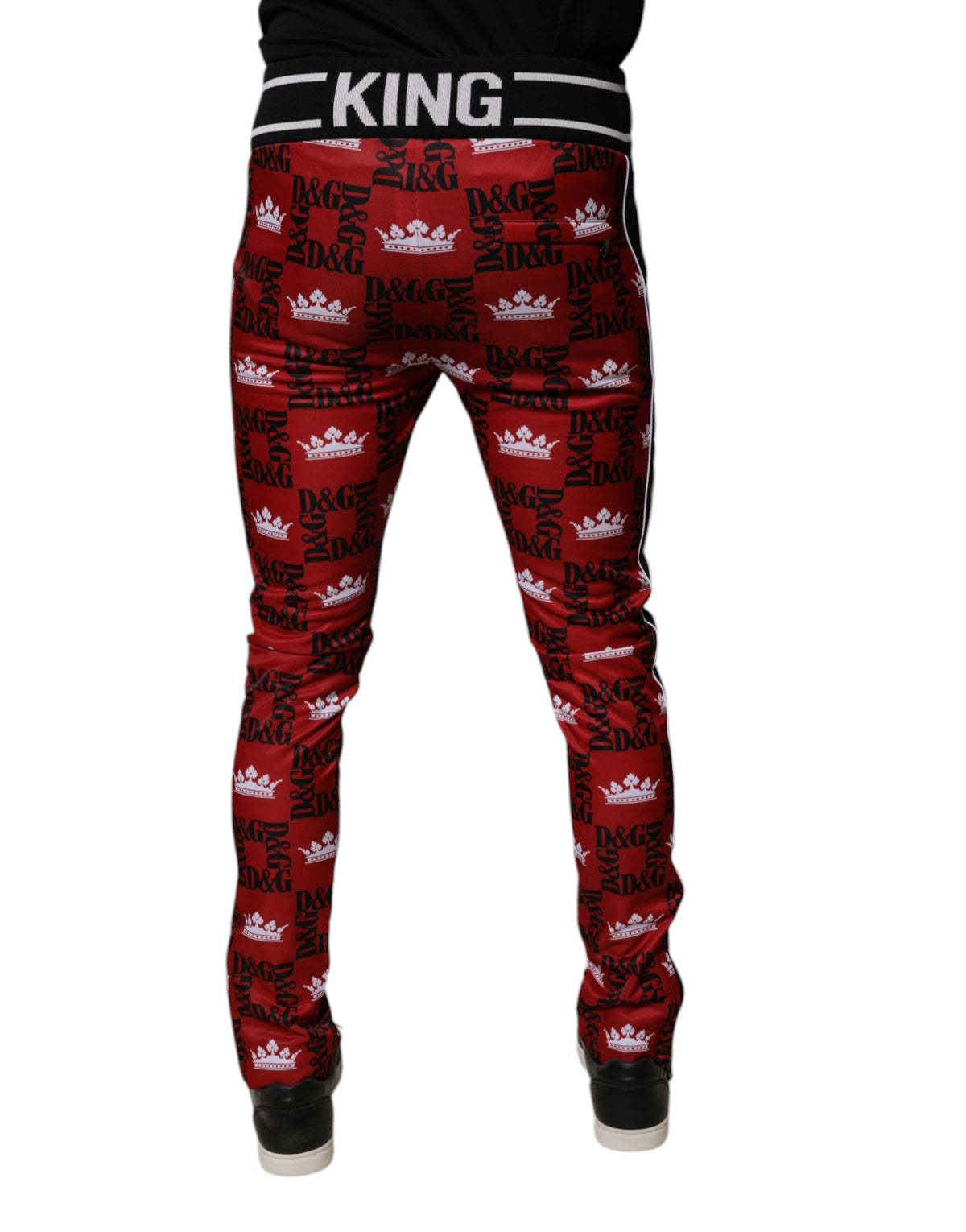 Pantalon de survêtement homme Dolce &amp; Gabbana, logo couronne rouge, monogramme.