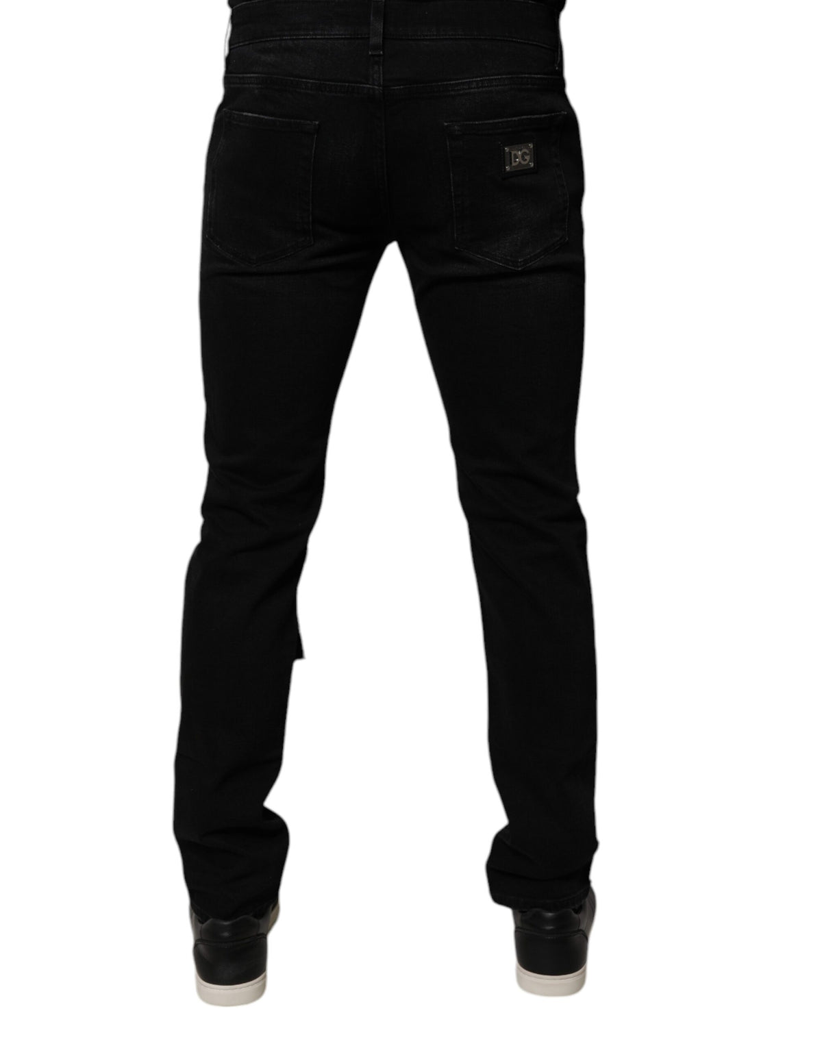 Jean skinny en coton noir déchiré pour homme Dolce &amp; Gabbana