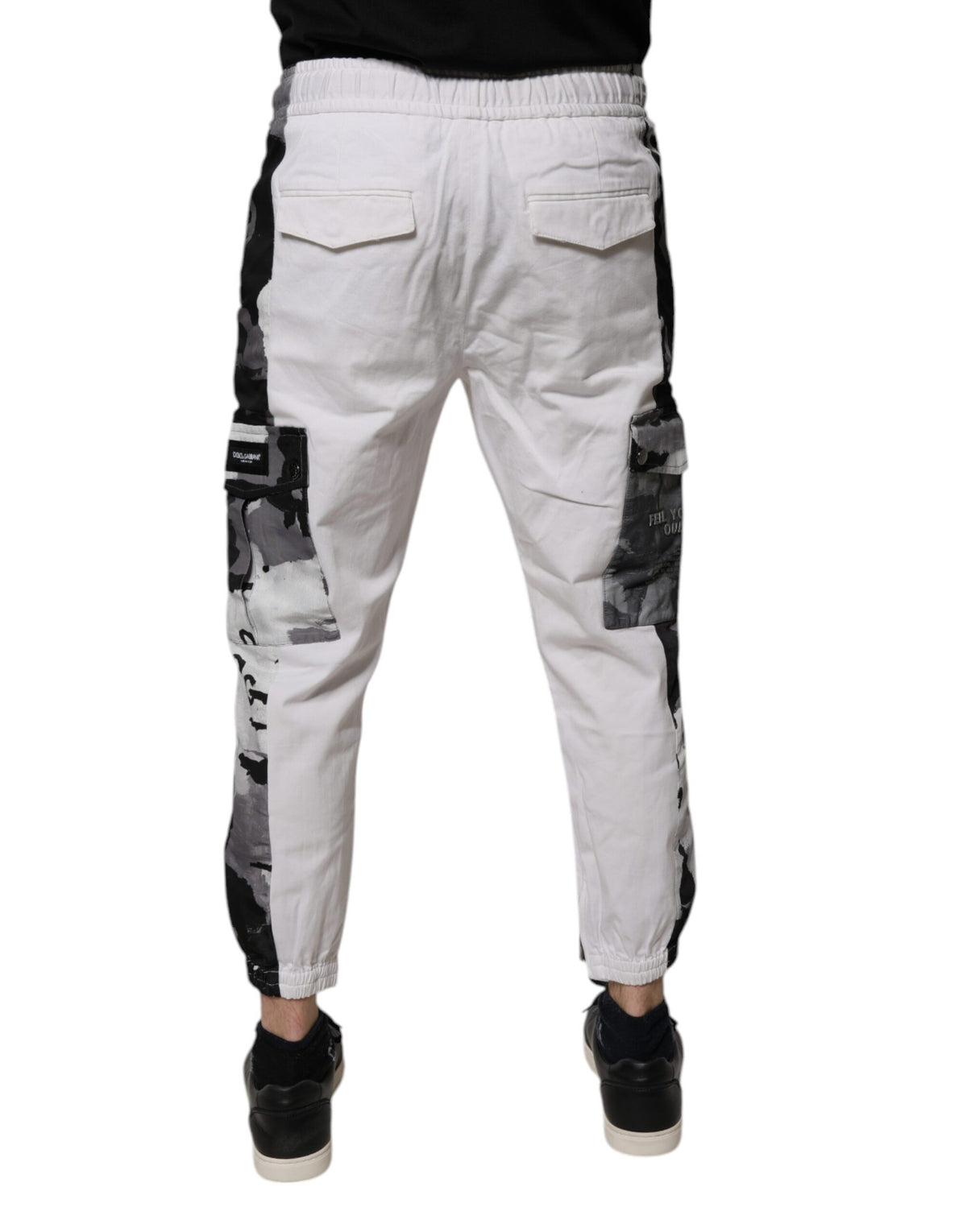 Pantalon de jogging cargo en coton blanc Dolce &amp; Gabbana