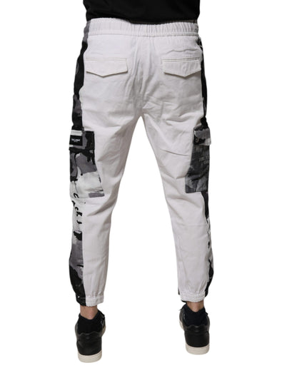 Dolce & Gabbana White Cotton Cargo Jogger Sweatpants Pants