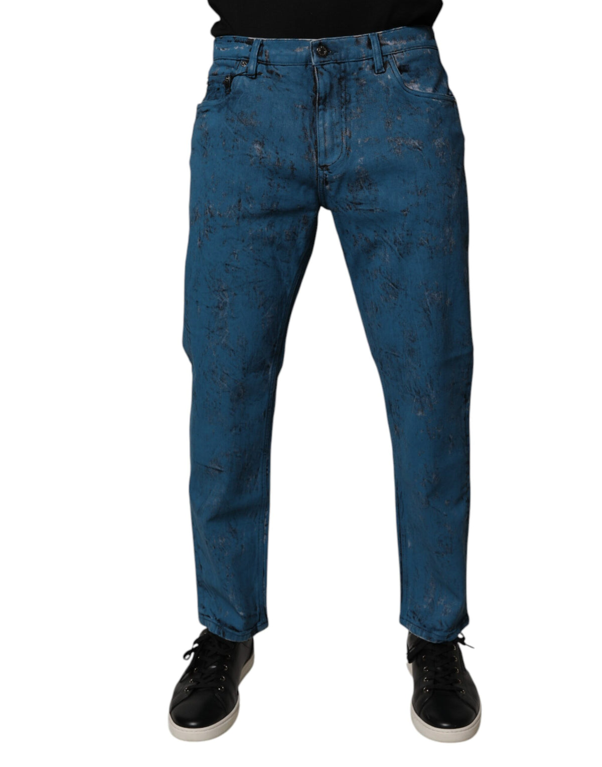 Jean skinny en coton bleu tie-dye pour homme Dolce &amp; Gabbana