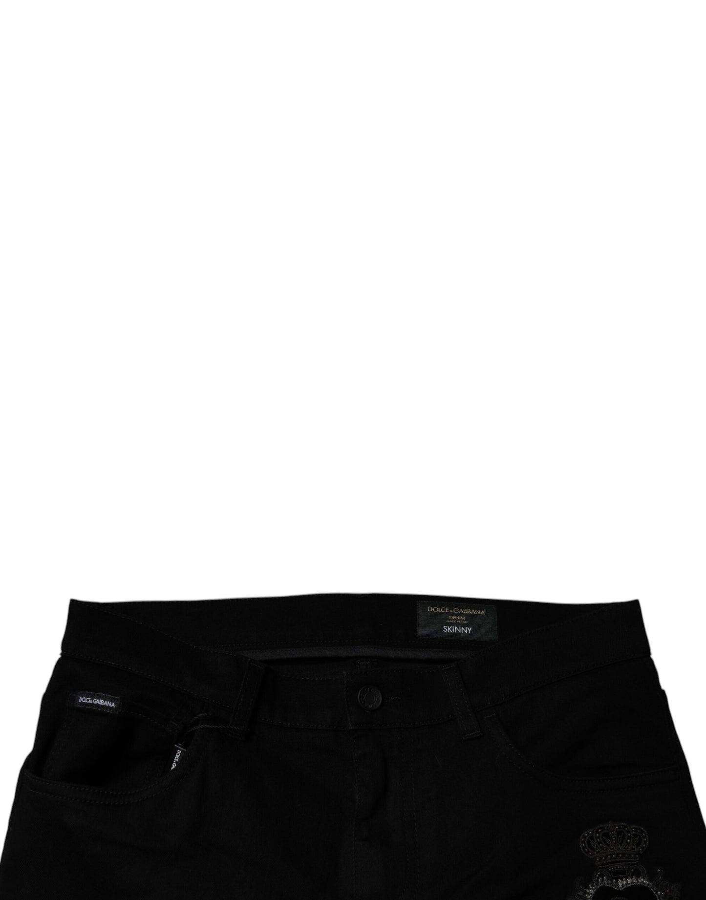 Dolce & Gabbana Black Sacred Heart Cotton Skinny Denim Jeans