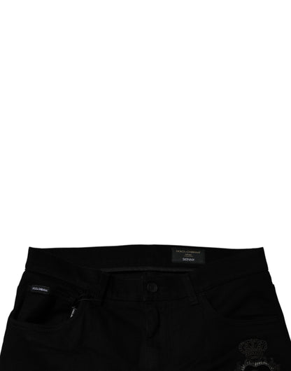 Dolce & Gabbana Black Sacred Heart Cotton Skinny Denim Jeans