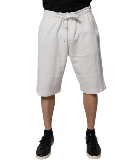 Shorts de survêtement en coton blanc Dolce &amp; Gabbana pour homme - Bermuda