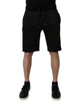 Shorts de survêtement en coton noir Dolce &amp; Gabbana pour homme - Bermuda