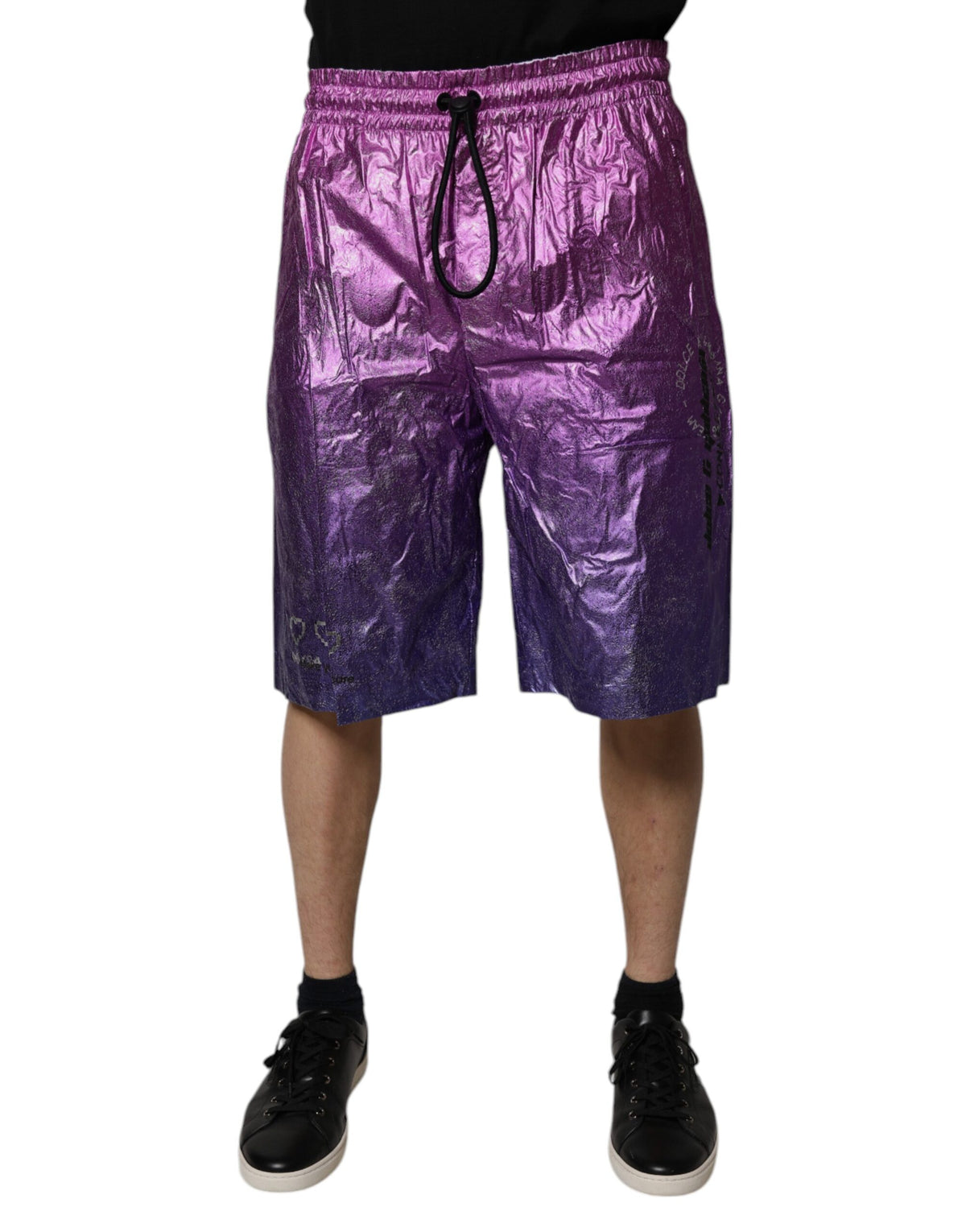 Shorts Bermuda bicolores rose et violet métallisé de Dolce &amp; Gabbana