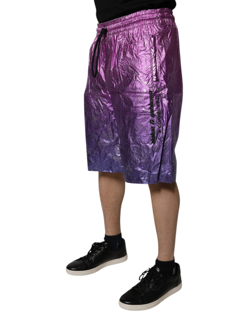 Dolce & Gabbana Metallic Pink Purple Two Tone Bermuda Shorts