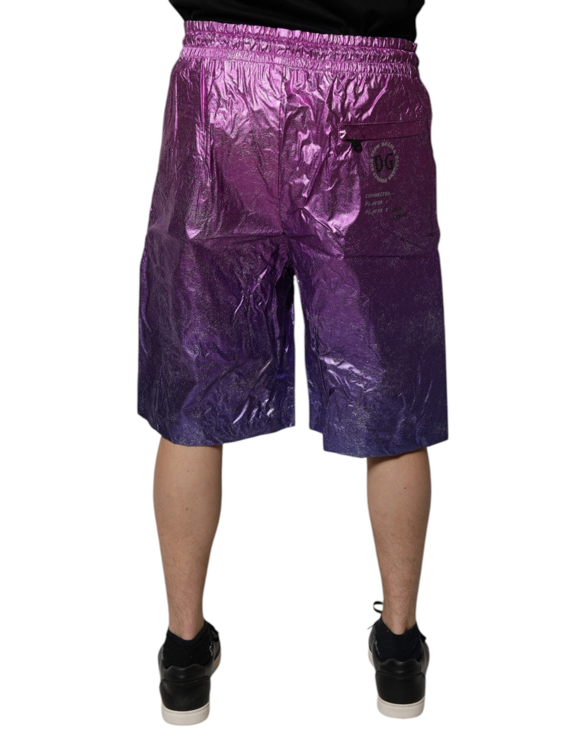 Shorts Bermuda bicolores rose et violet métallisé de Dolce &amp; Gabbana