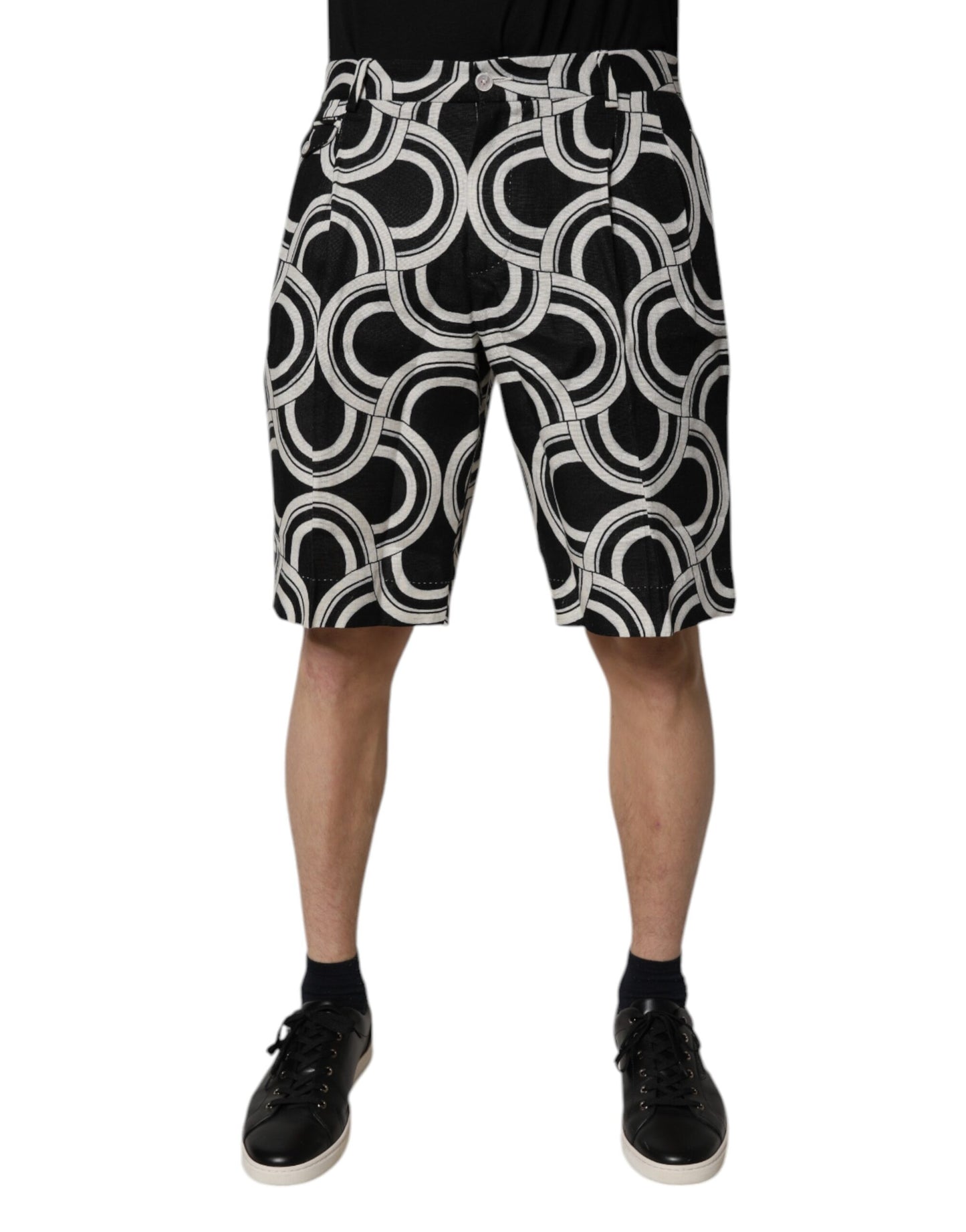 Dolce &amp; Gabbana Bermuda shorts van zwart-wit linnen
