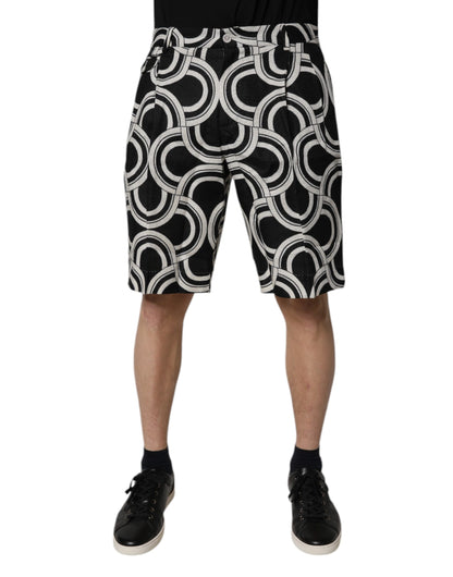 Dolce &amp; Gabbana Bermuda shorts van zwart-wit linnen