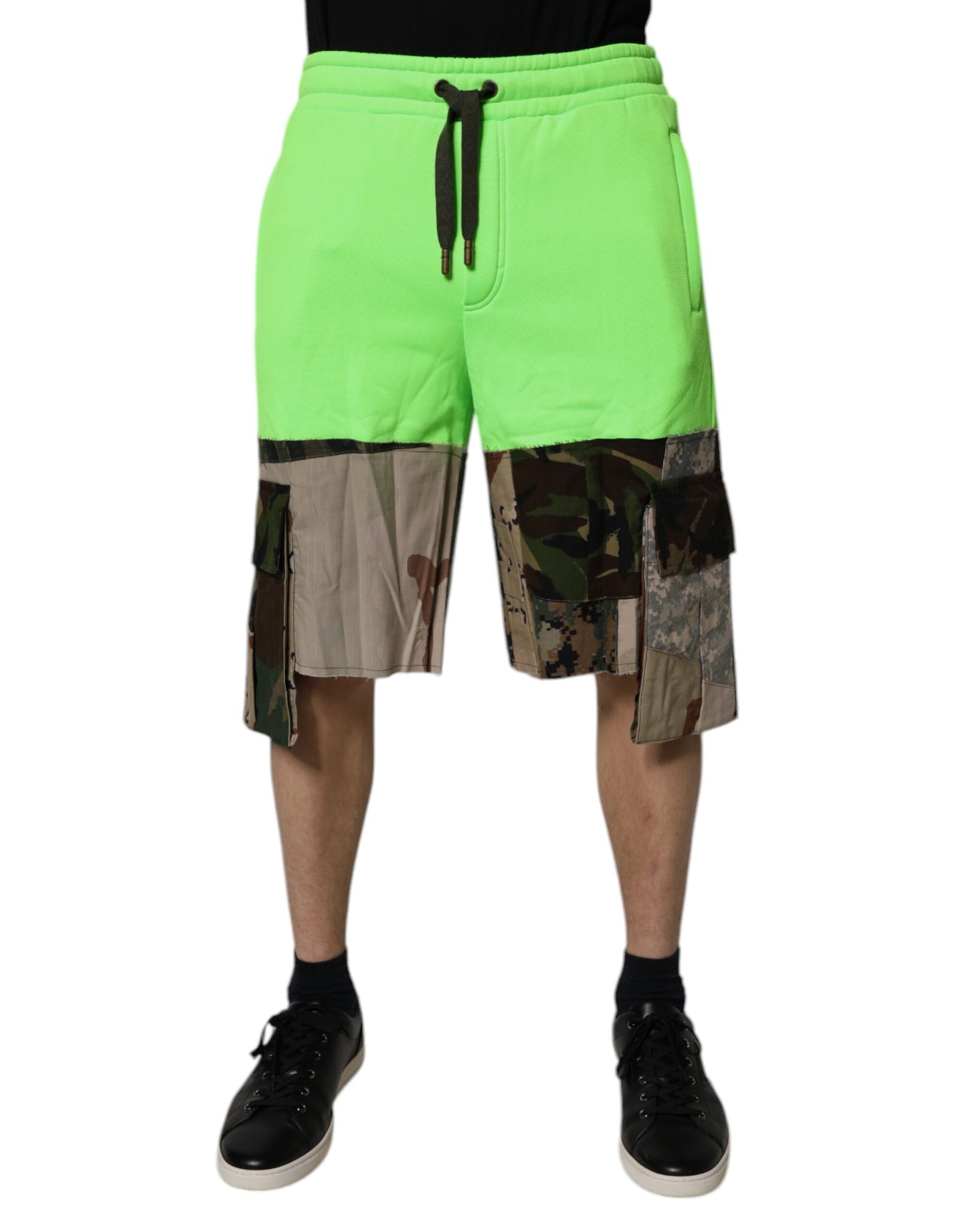 Shorts cargo camouflage patchwork vert Dolce & Gabbana pour homme