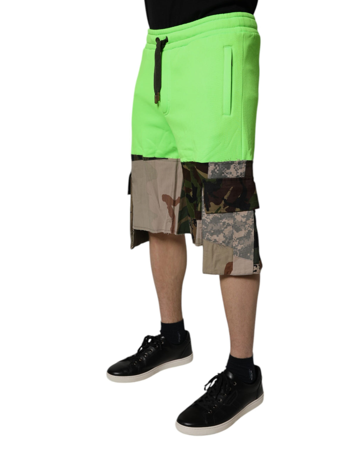 Shorts cargo camouflage patchwork vert Dolce &amp; Gabbana pour homme