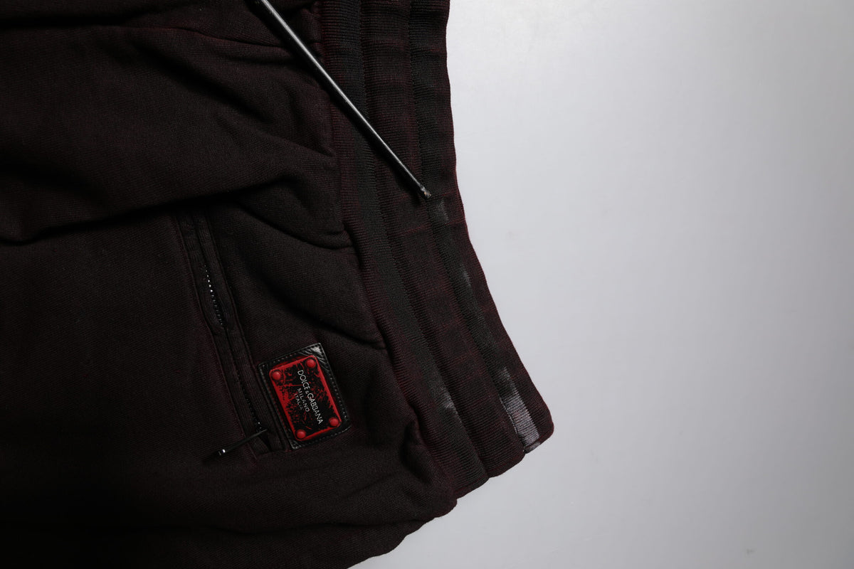 Short de bain bermuda pour homme en coton rouge bordeaux Dolce &amp; Gabbana avec plaque logo.