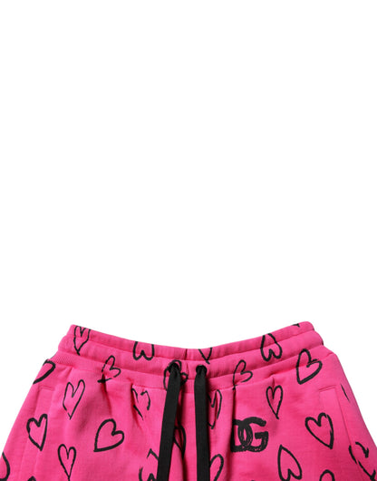 Dolce & Gabbana Pink Cotton Heart Print Bermuda Shorts