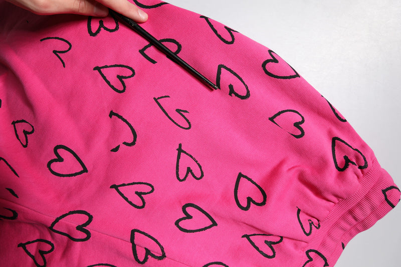 Dolce & Gabbana Pink Cotton Heart Print Bermuda Shorts