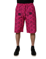 Shorts Bermuda en coton rose à imprimé cœur de Dolce &amp; Gabbana