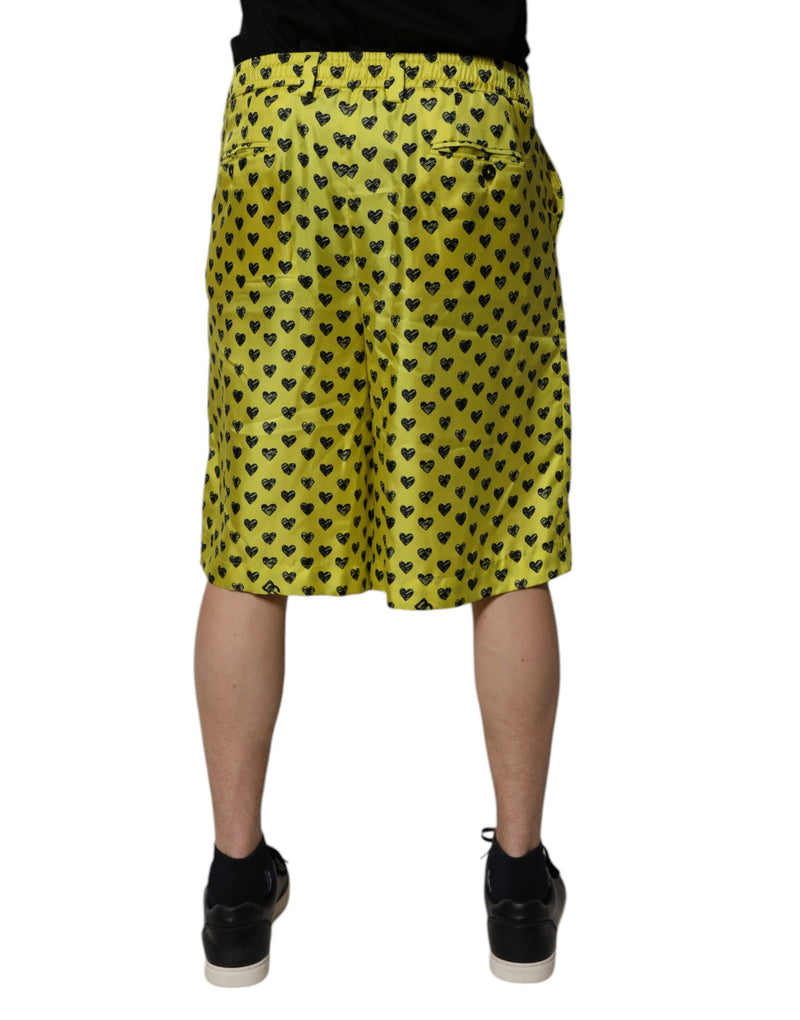 Dolce &amp; Gabbana groene zijden Bermuda-shorts met hartjesprint