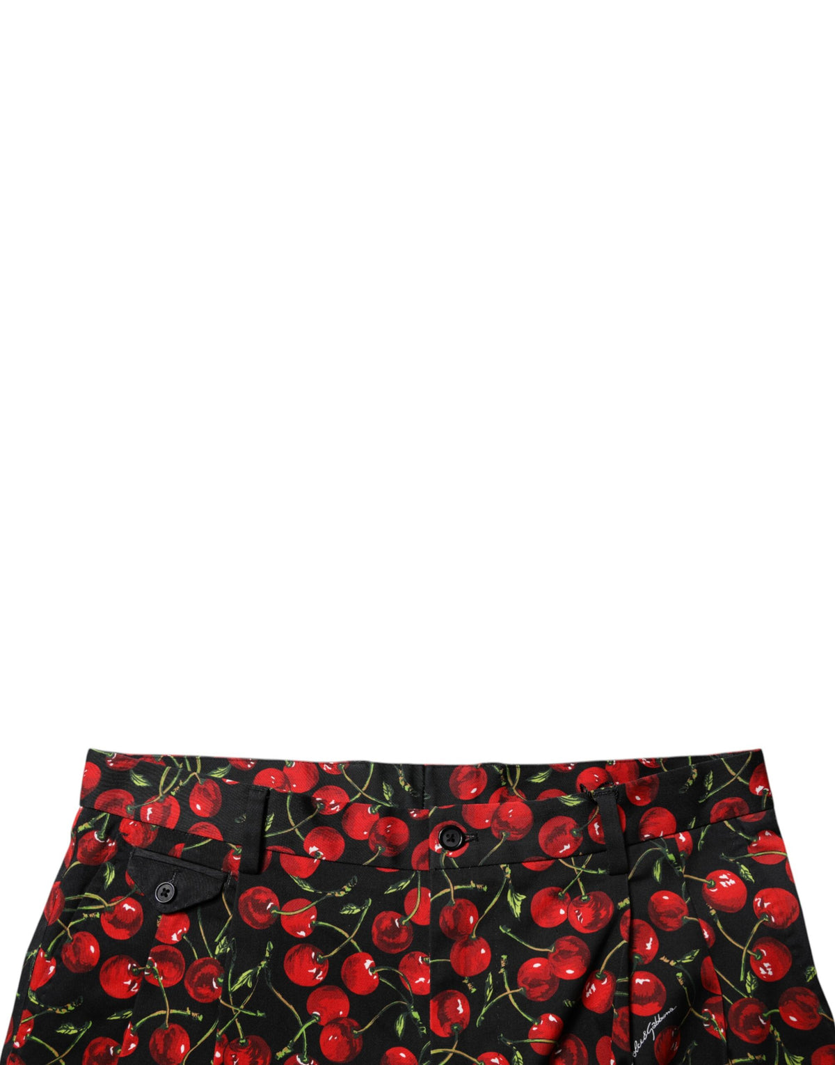 Shorts Bermuda en coton noir à imprimé cerise rouge de Dolce &amp; Gabbana