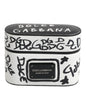 Étui pour Airpods Dolce &amp; Gabbana en cuir noir et blanc avec logo en relief