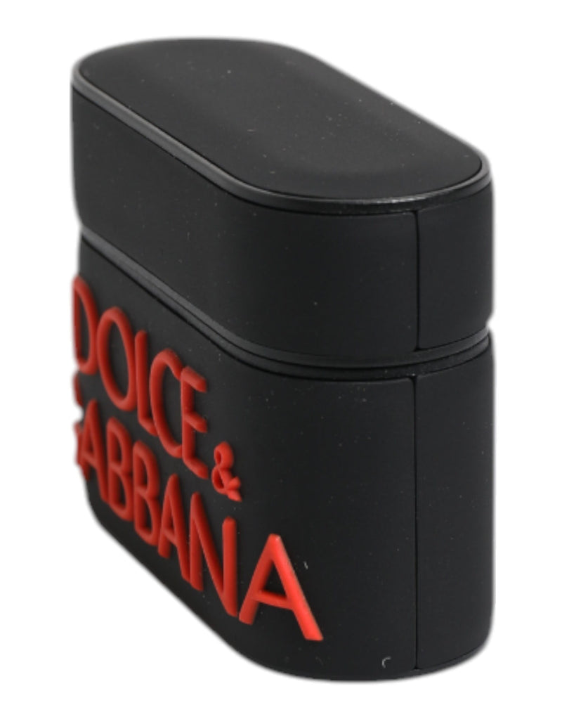 Dolce &amp; Gabbana Zwart Oranje Siliconen Airpods Case met Reliëflogo