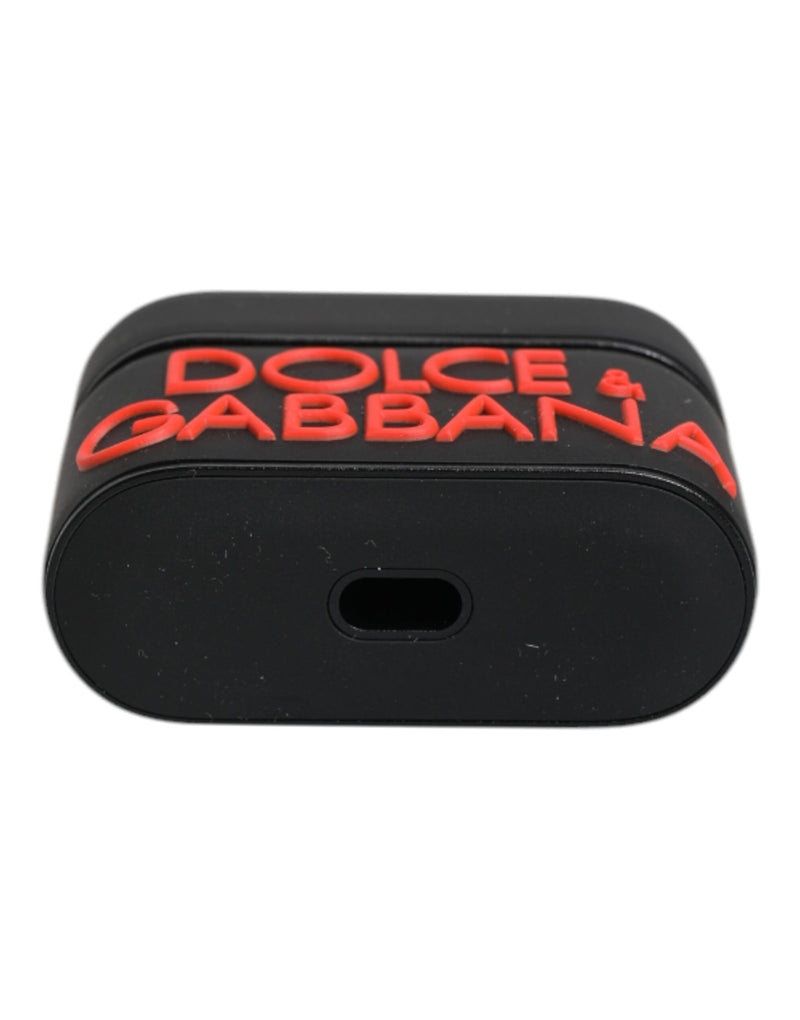 Dolce &amp; Gabbana Zwart Oranje Siliconen Airpods Case met Reliëflogo