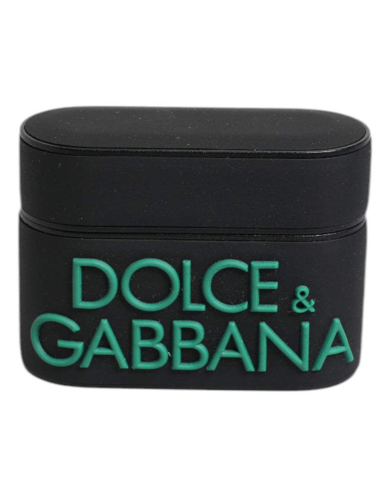 Étui pour Airpods Dolce &amp; Gabbana en silicone noir et orange avec logo en relief