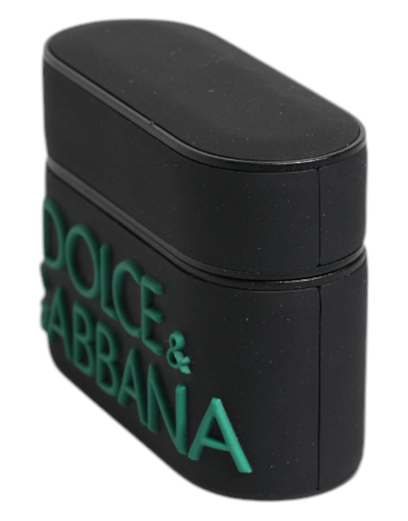 Étui pour Airpods Dolce &amp; Gabbana en silicone noir et orange avec logo en relief