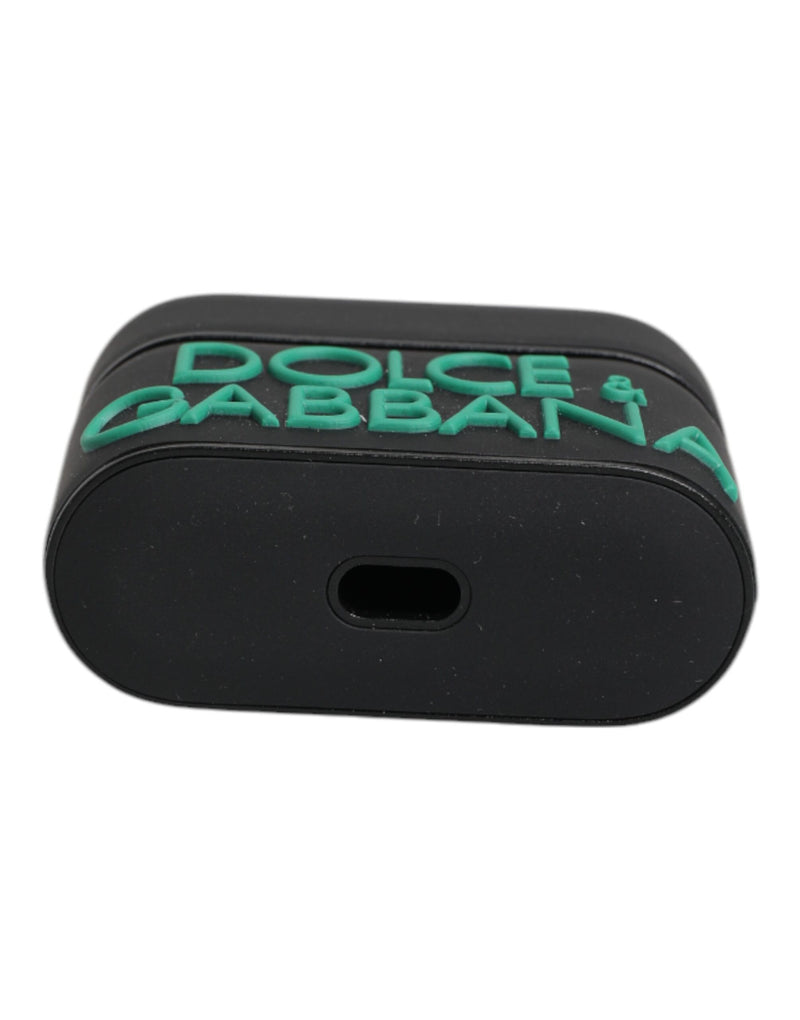 Étui pour Airpods Dolce &amp; Gabbana en silicone noir et orange avec logo en relief