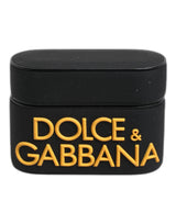 Étui pour Airpods Dolce &amp; Gabbana en silicone noir et jaune avec logo en relief