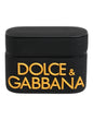 Étui pour Airpods Dolce &amp; Gabbana en silicone noir et jaune avec logo en relief