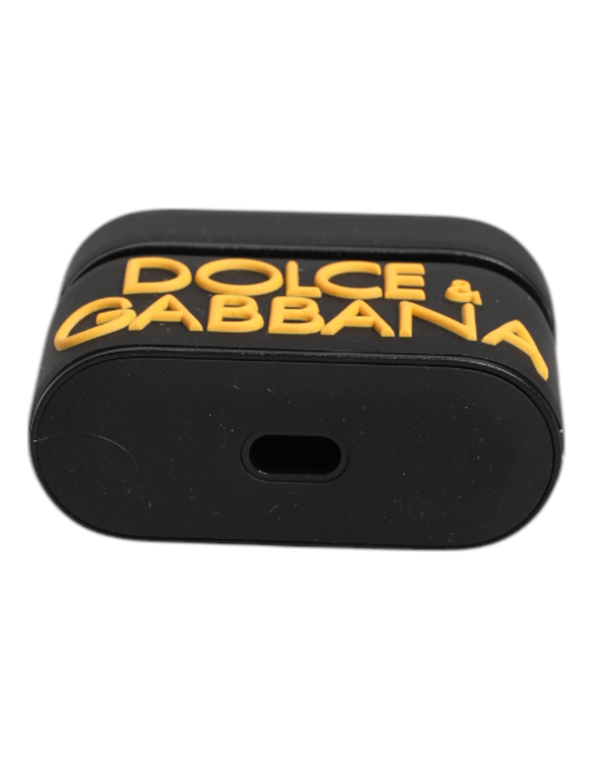Étui pour Airpods Dolce &amp; Gabbana en silicone noir et jaune avec logo en relief