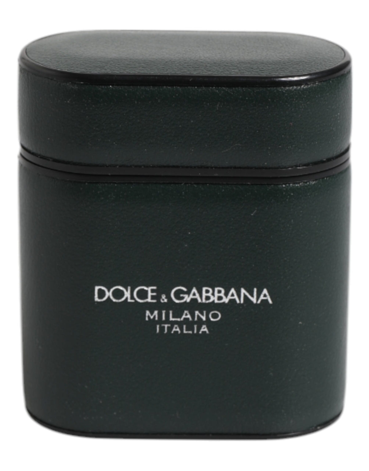 Étui Airpods Dolce & Gabbana en cuir de veau vert avec logo imprimé