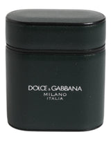 Étui Airpods Dolce & Gabbana en cuir de veau vert avec logo imprimé