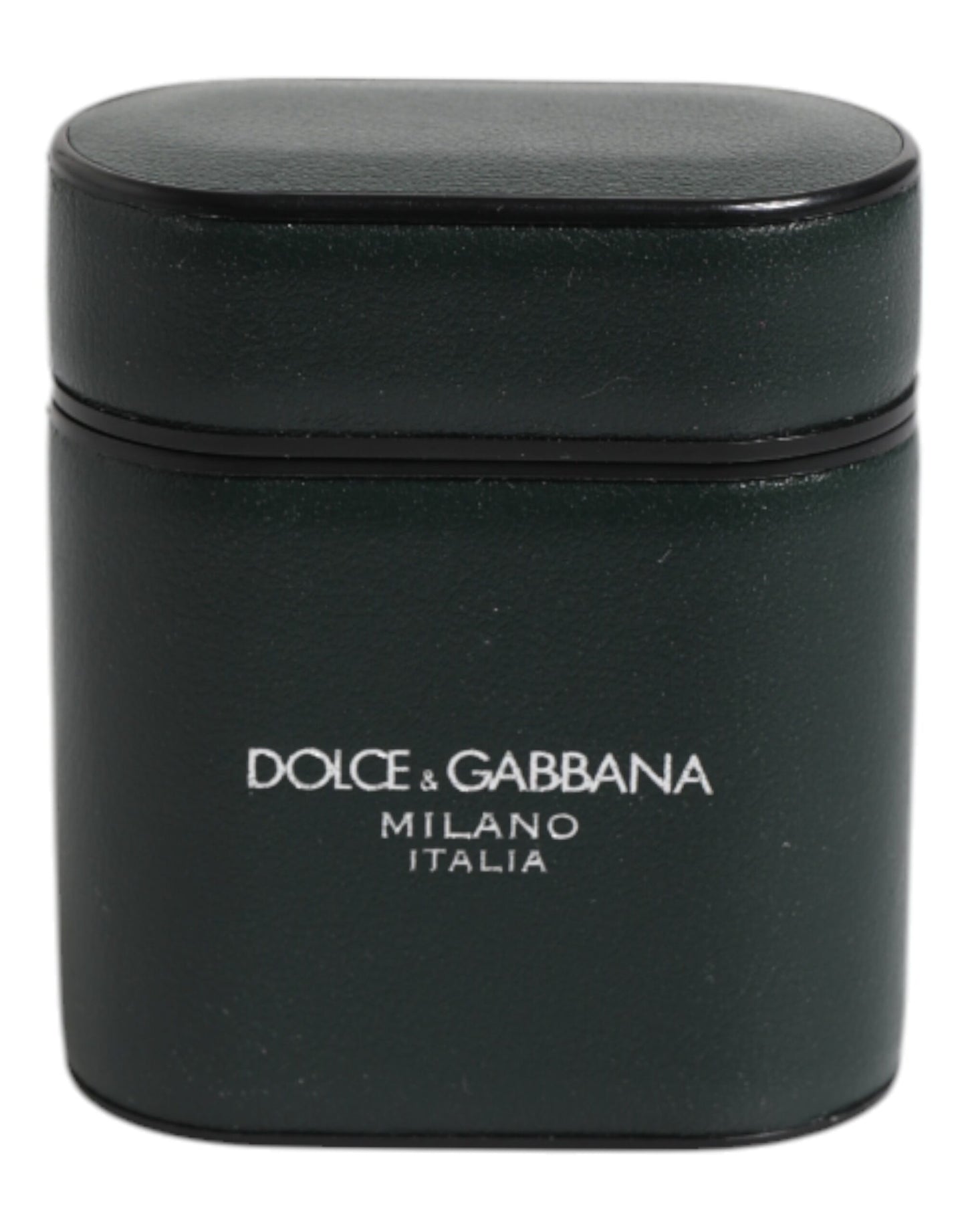 Étui Airpods Dolce & Gabbana en cuir de veau vert avec logo imprimé
