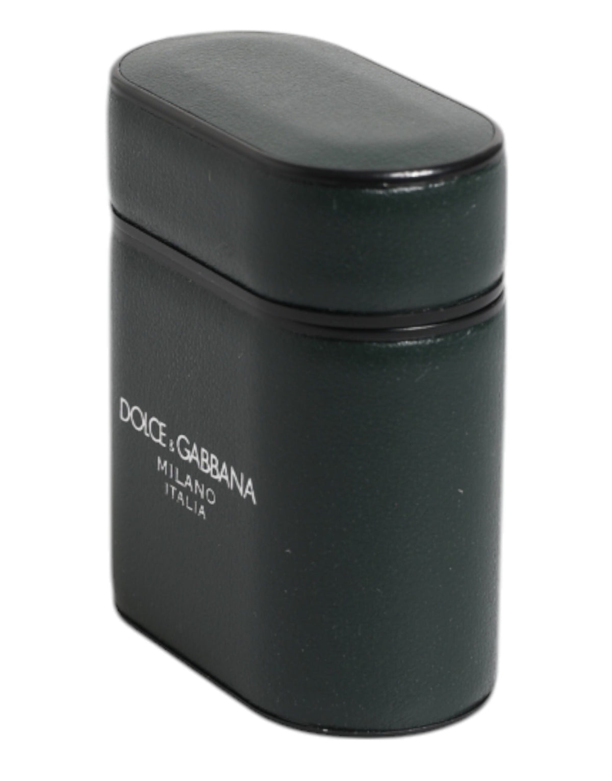 Étui Airpods Dolce & Gabbana en cuir de veau vert avec logo imprimé