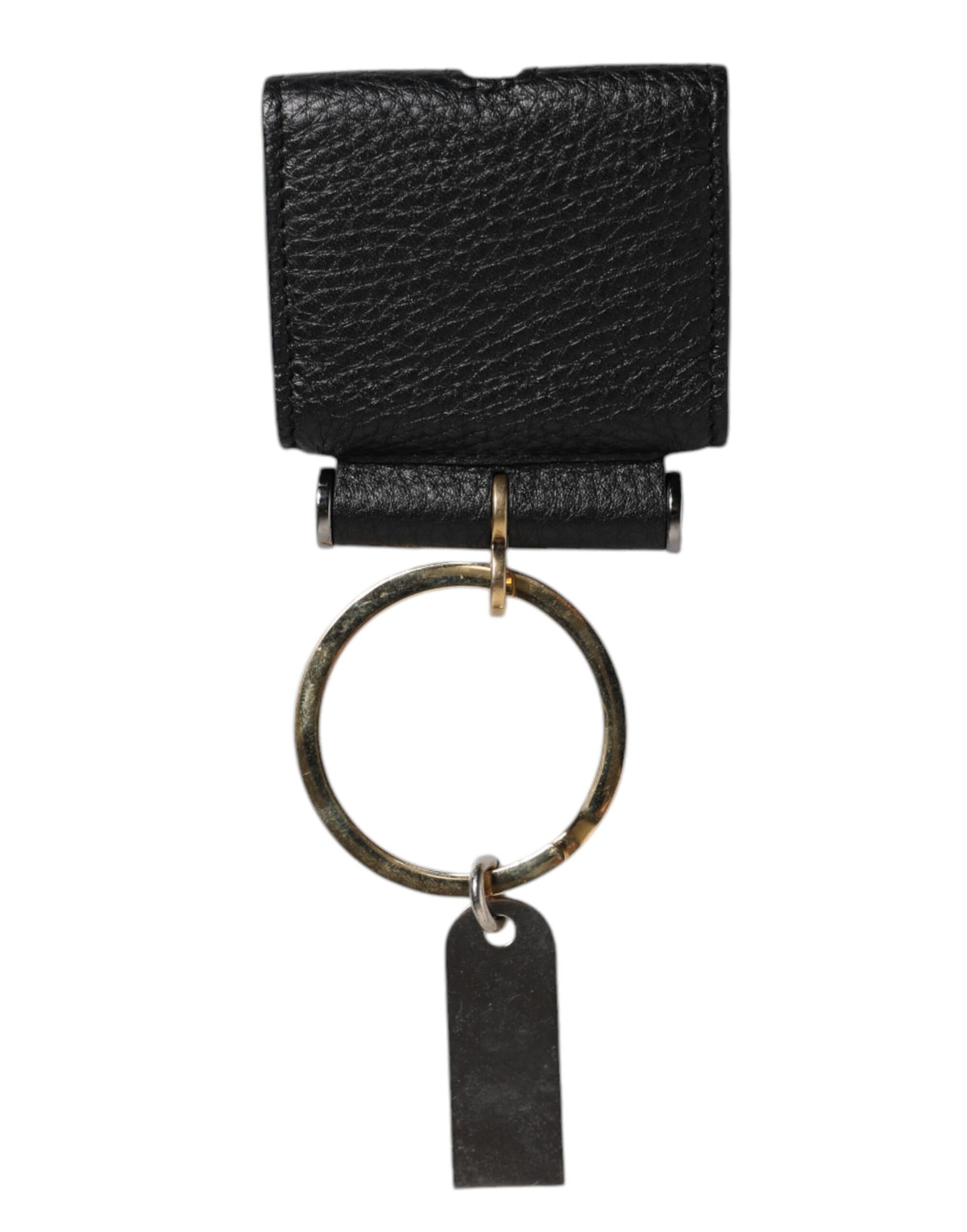 Étui pour Airpods Dolce &amp; Gabbana avec bracelet en cuir noir et plaque logo en métal doré