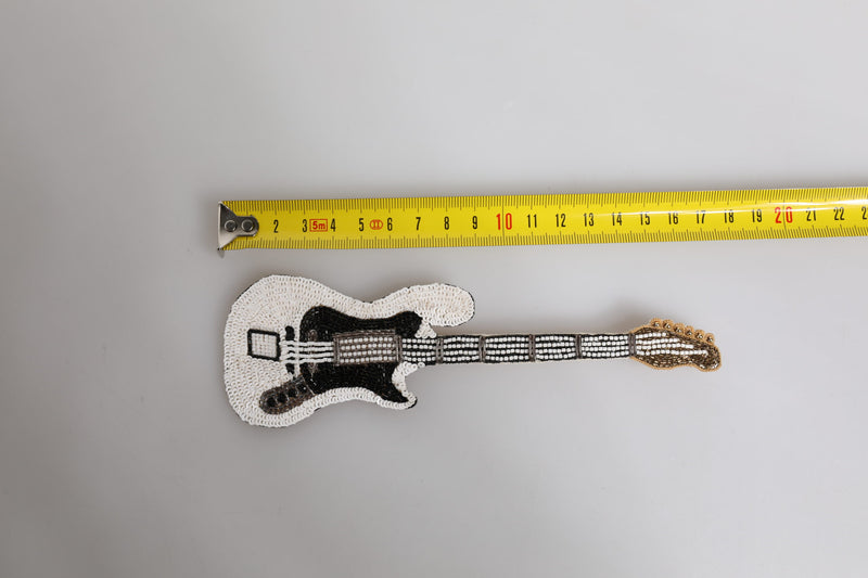 Broche guitare perlée en laiton doré avec logo Dolce & Gabbana