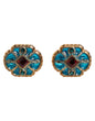 Dolce & Gabbana Gold Brass Blue Enameled Flower Cufflink