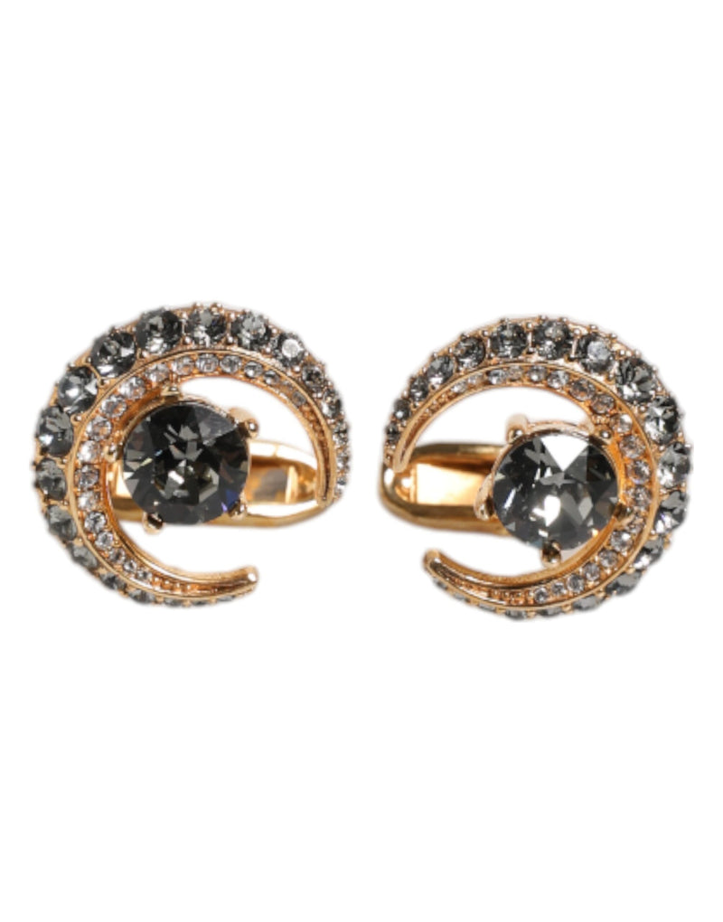 Boutons de manchette Dolce &amp; Gabbana Luna en laiton doré et cristal noir