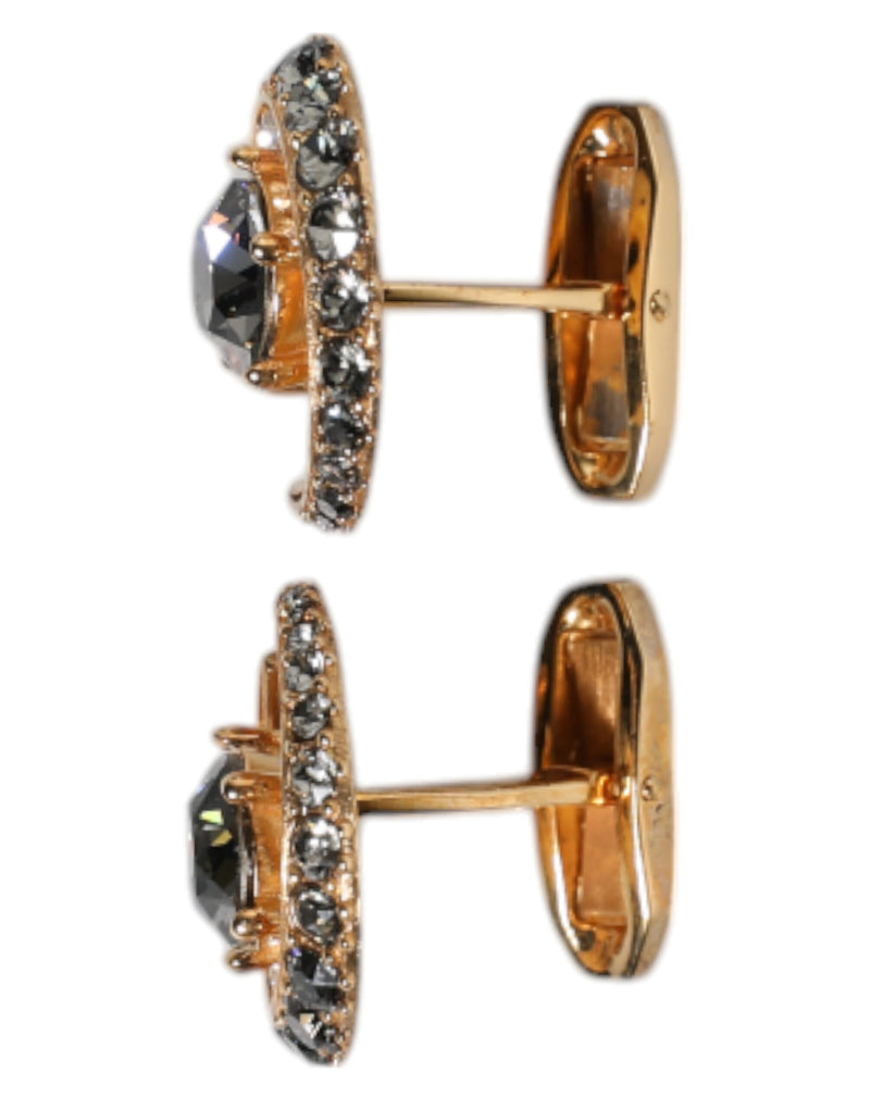 Boutons de manchette Dolce &amp; Gabbana Luna en laiton doré et cristal noir