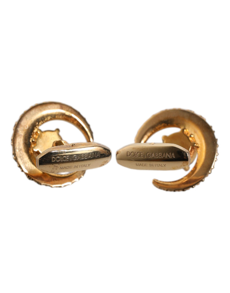 Boutons de manchette Dolce &amp; Gabbana Luna en laiton doré et cristal noir