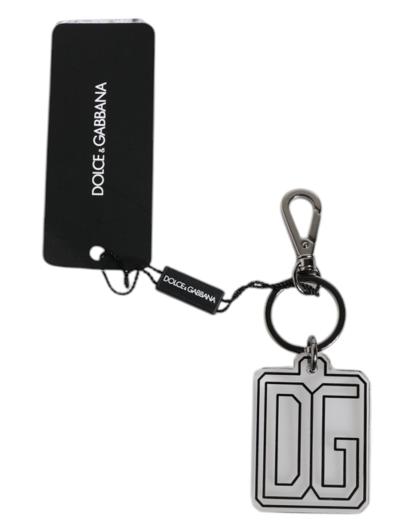 Dolce & Gabbana Grijs Zwart DG Rubber Logo Zilveren Heren Sleutelhanger Sleutelhanger