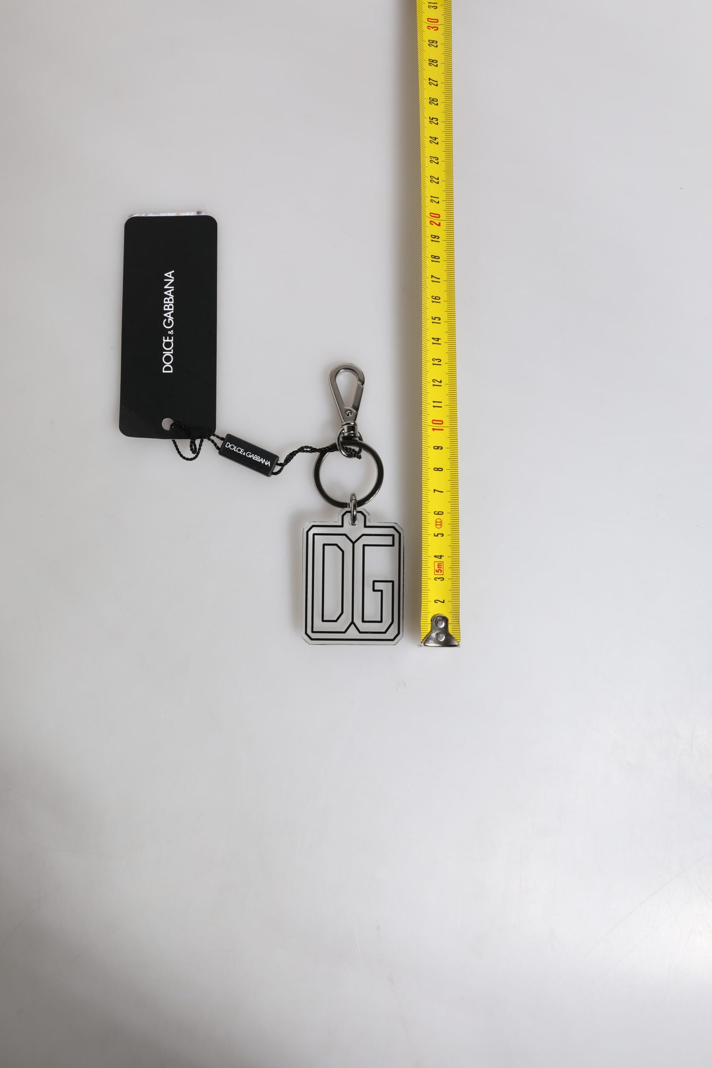 Dolce & Gabbana Grijs Zwart DG Rubber Logo Zilveren Heren Sleutelhanger Sleutelhanger