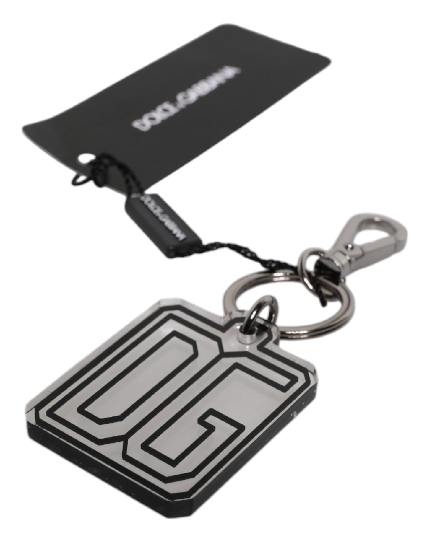 Dolce & Gabbana Grijs Zwart DG Rubber Logo Zilveren Heren Sleutelhanger Sleutelhanger