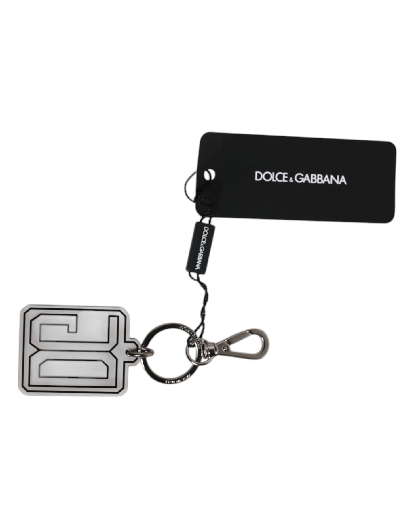 Dolce & Gabbana Grijs Zwart DG Rubber Logo Zilveren Heren Sleutelhanger Sleutelhanger