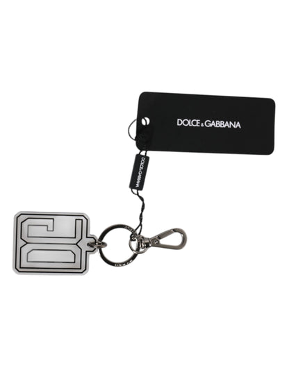 Dolce & Gabbana Grijs Zwart DG Rubber Logo Zilveren Heren Sleutelhanger Sleutelhanger