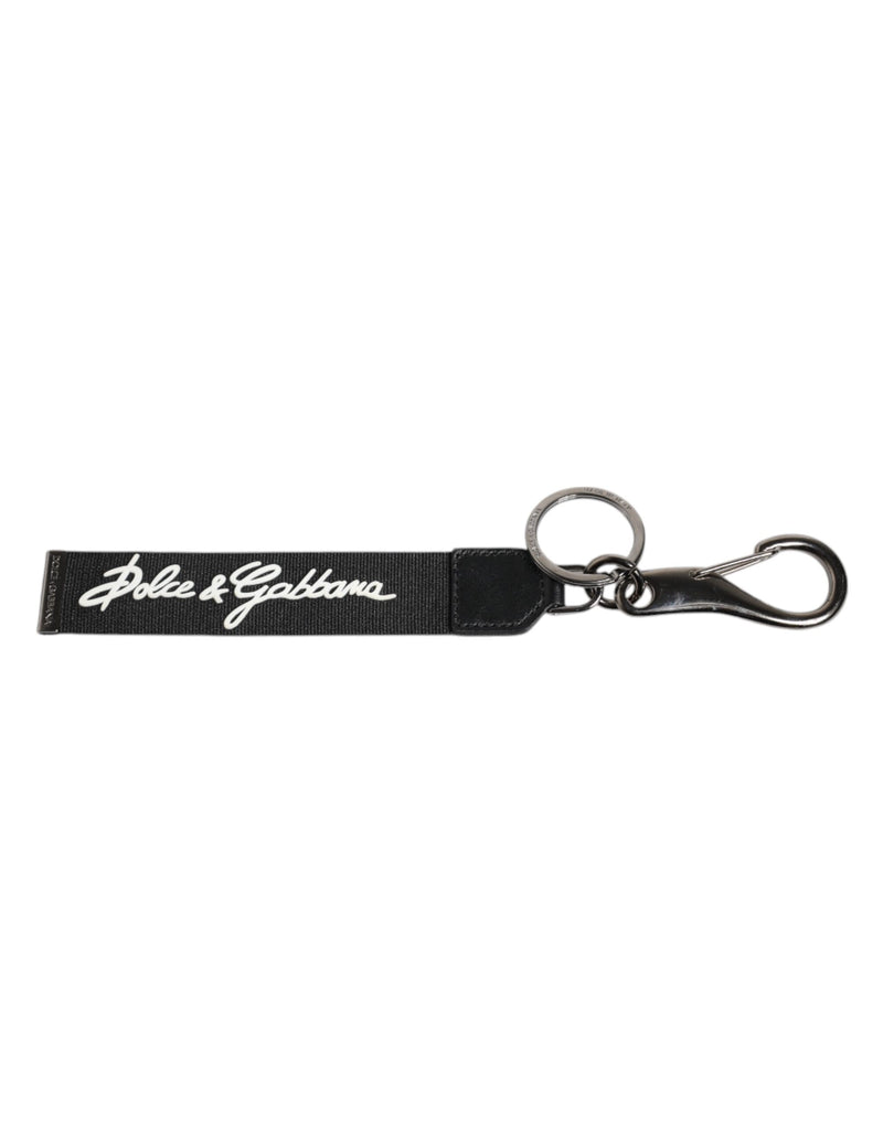 Dolce & Gabbana Black White DG Logo Silver Men Keychain