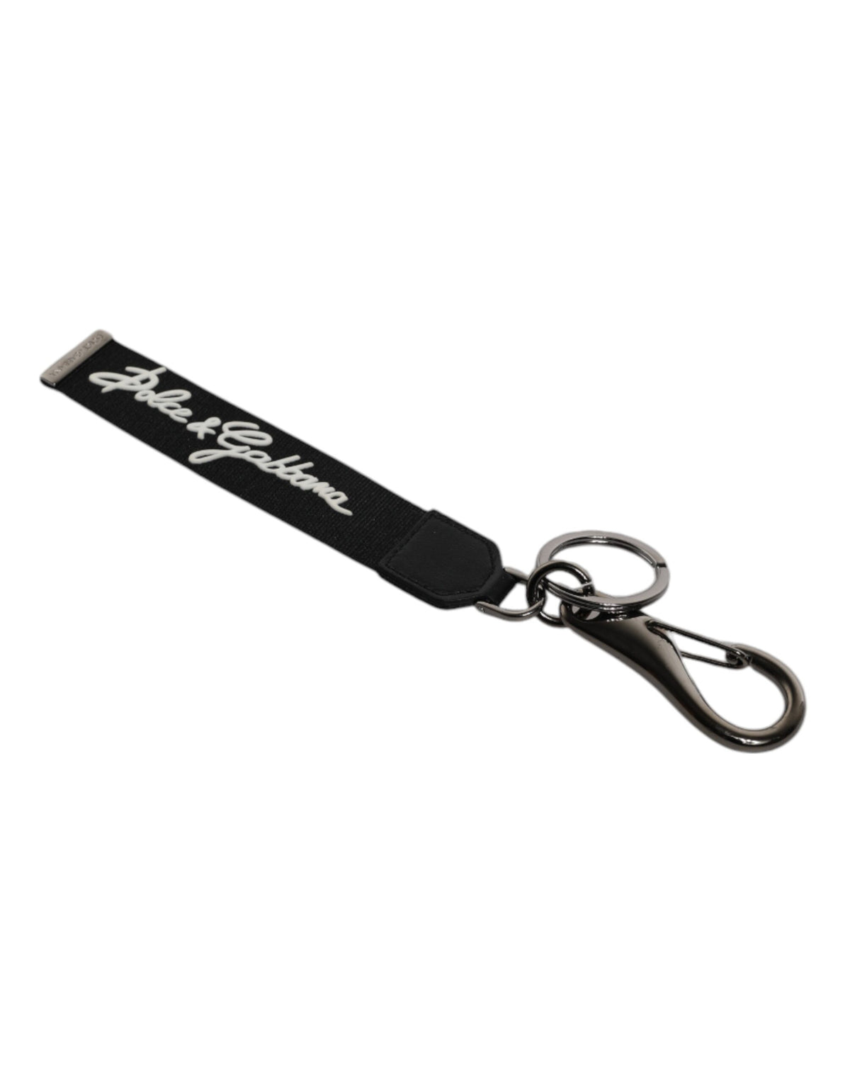 Dolce & Gabbana Black White DG Logo Silver Men Keychain